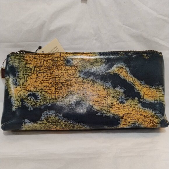 Patricia Nash \'Vetralla\' Leather Wristlet /W RFID Protection Greek Map Print-NWT